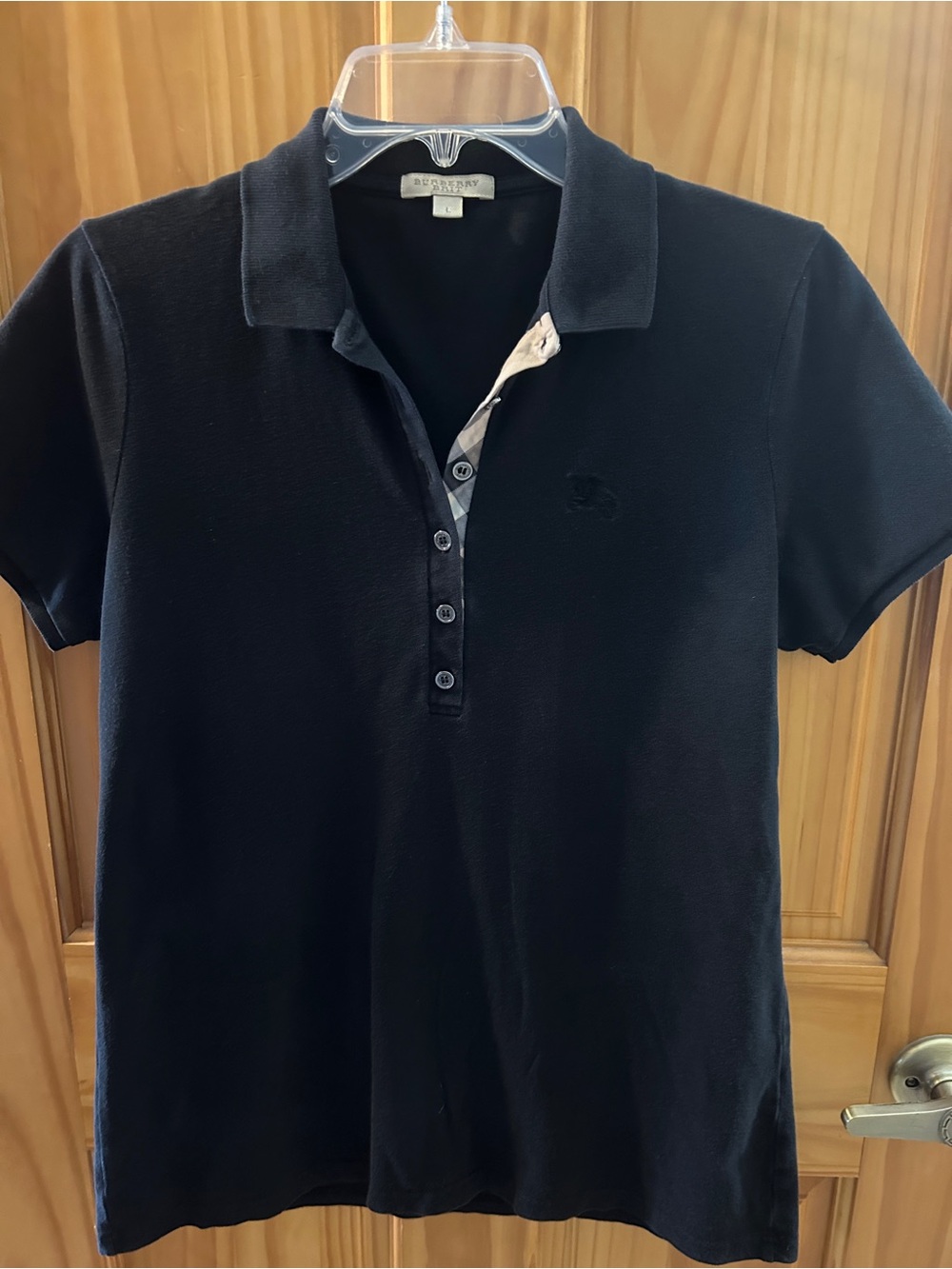 Burberry Brit Nova check Black Short-Sleeve Button up Polo Women’s Size Large